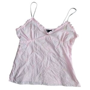 Fame Knitworks Women's Pink Banydoll Camisole Top 100% Cotton Size Large